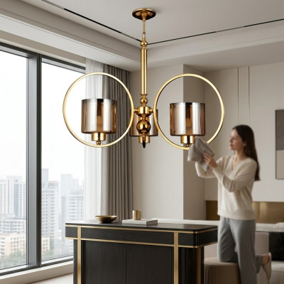 Lampa sufitowa lampa wisząca jasna złota do salonu w stylu nowoczesnym