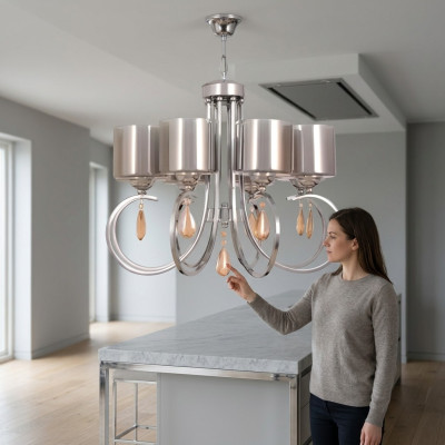 Lampa sufitowa piękne lampy szklane Lampy Lampy żyrandol do salonu luksusowy srebrny