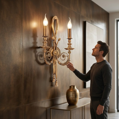 Kinkiet Złoty Kinkiet Klasyczna Lampa Barokowa Lampa Złota