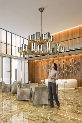 Projekt Lampy żyrandol 95x120 piękny salon Lampa Luxury Lustre Glass