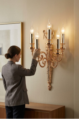 Kinkiet Kinkiet Lampy Ściana Świece Świece Złote Kinkiety Lampa