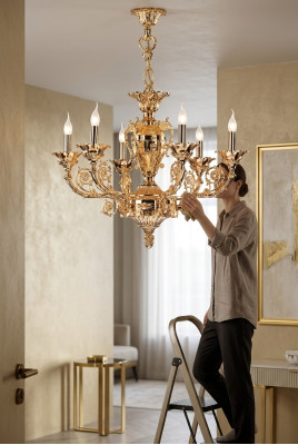 Złota Lampa sufitowa Lampa wisząca Lampy do salonu Lampy klasyczne