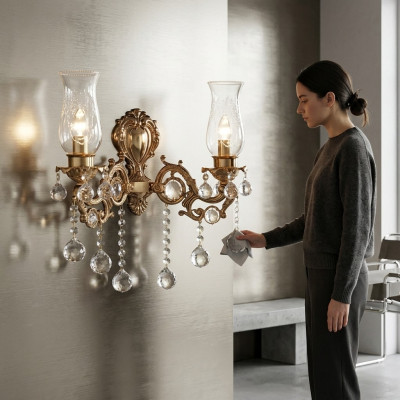 Kinkiet salonowy luksusowy złoty Sypialnia Modern Lustre kryształ