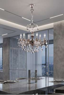 Lampa żyrandol Lampa klasyczny luksusowy salon Chrome kryształ