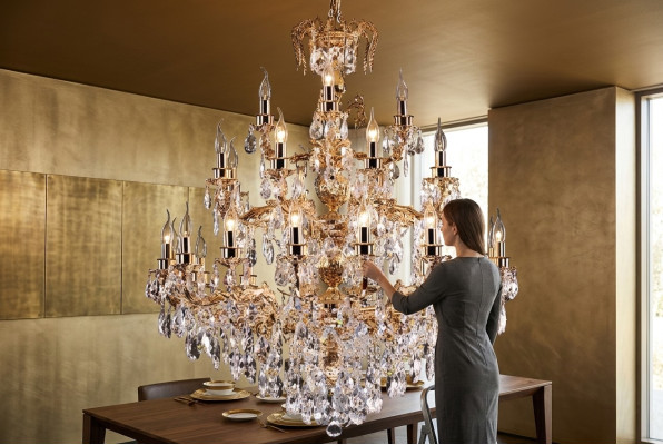 Nowoczesny żyrandol Lampa klasyczny luksusowy salon Mosiężny kryształ