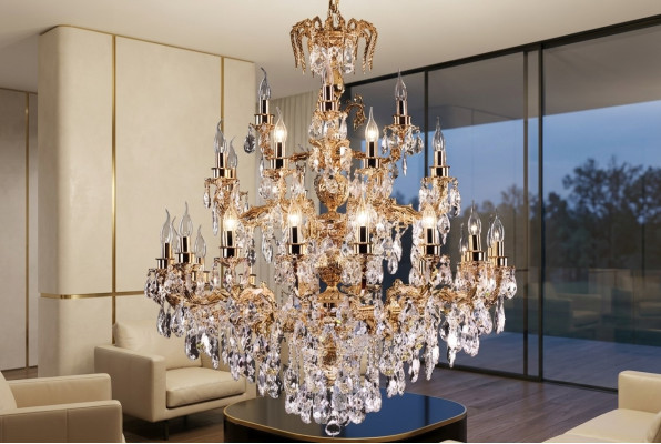 Nowoczesny żyrandol Lampa klasyczny luksusowy salon Mosiężny kryształ