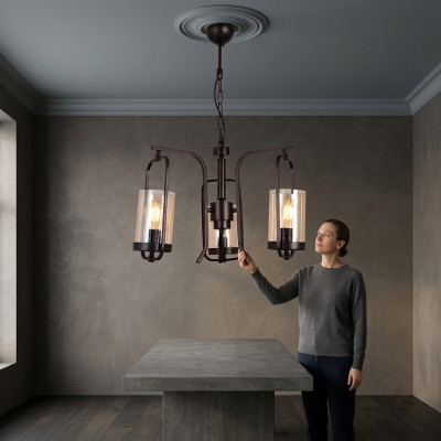 Loftowa lampa do salonu sufitowa Lustre Glass Sypialnia Czarna lampa wisząca