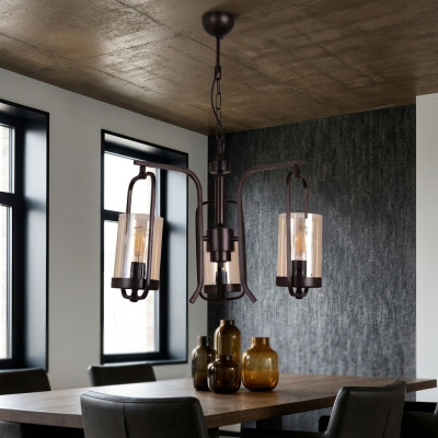 Loftowa lampa do salonu sufitowa Lustre Glass Sypialnia Czarna lampa wisząca