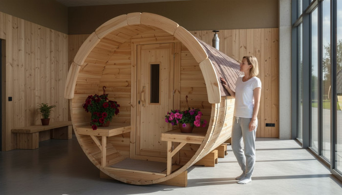 Sauna beczka do sauny zewnętrzna sauna ogrodowa 590 x Ø 2,27 m zestaw beczki do sauny