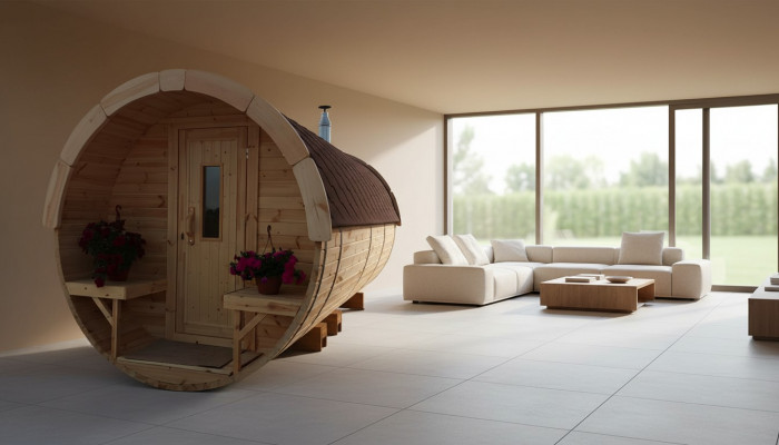 Sauna beczka do sauny zewnętrzna sauna ogrodowa 590 x Ø 2,27 m zestaw beczki do sauny