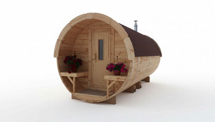 Sauna beczka do sauny zewnętrzna sauna ogrodowa 590 x Ø 2,27 m zestaw beczki do sauny