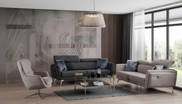 Zestaw sofowy Kanapa Podkładka Meble Materiał Sofa Kanapy 3+3+1 Szara Grupa
