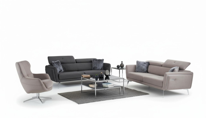 Zestaw sofowy Kanapa Podkładka Meble Materiał Sofa Kanapy 3+3+1 Szara Grupa