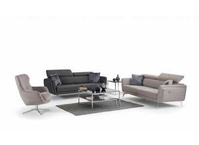 Zestaw sofowy Kanapa Podkładka Meble Materiał Sofa Kanapy 3+3+1 Szara Grupa
