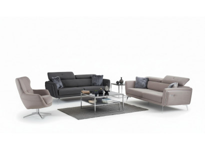 Zestaw sofowy Kanapa Podkładka Meble Materiał Sofa Kanapy 3+3+1 Szara Grupa