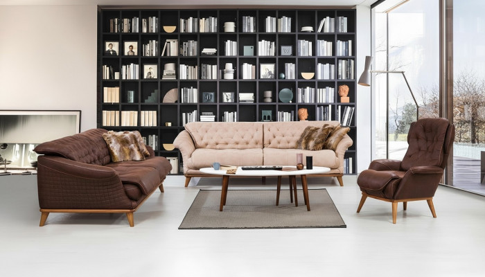 Sofa Kanapa Meble Zestaw sofowy Zestaw wypoczynkowy Grupa 3+3+1 Kanapy Sofy Materiał Włókienniczy