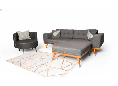 Szary salon Narożnikowa kanapa Grupa kanap Noble Luxury Meble Modern Sofas
