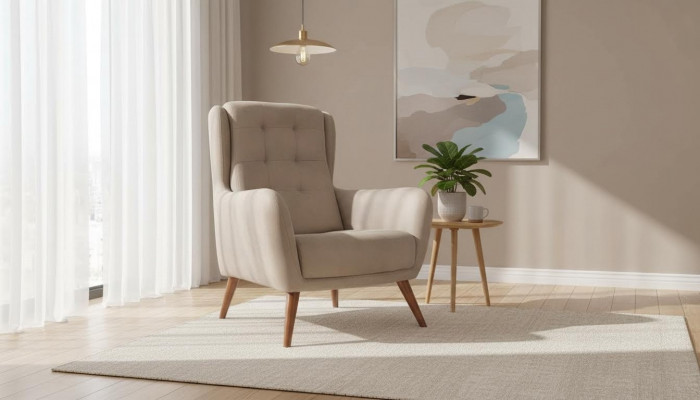 Sofa Chesterfield Fotel Club Sofa Jednoosobowa Podkładka Meble Beż Relaks Nowość