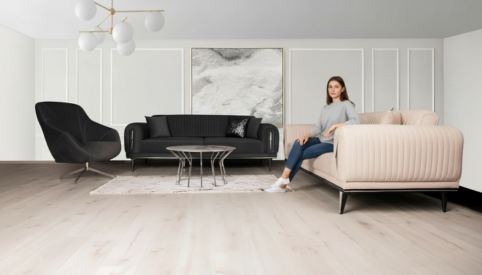 Sofa trzyosobowa Podkładka meblowa 3 Siedziba kanapy kwadratowe sofa Czarne Meble