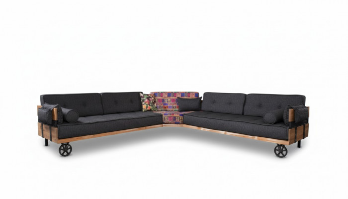 Sofa Loft Podkładka Narożnikowa kanapa Meble na kółkach Narożne sofy Zestaw narożny Sofa 2-częściowa.