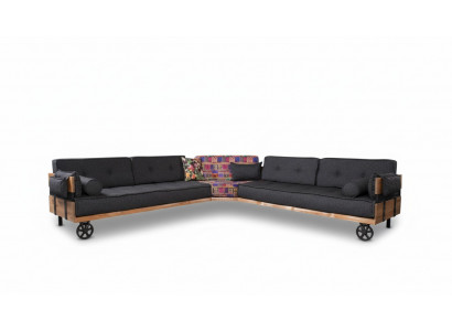 Sofa Loft Podkładka Narożnikowa kanapa Meble na kółkach Narożne sofy Zestaw narożny Sofa 2-częściowa.