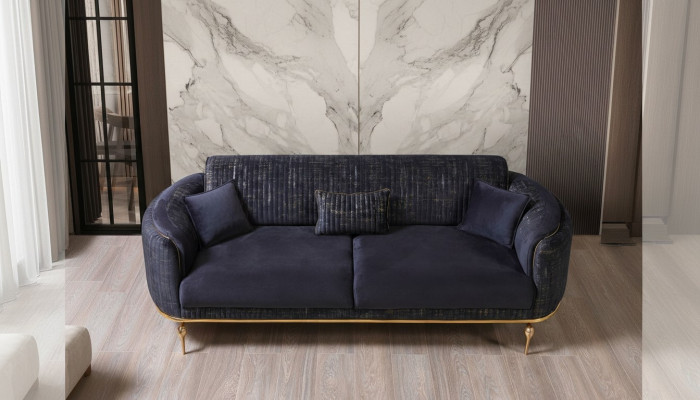 Luksusowa Sofa 3 miejsce do siedzenia Salon Niebieska Nowoczesna Sofa Trzyosobowa Meble