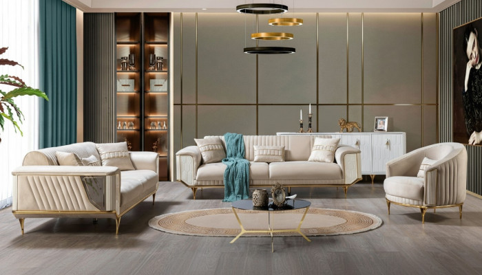 Zestaw Sofa 3+3+1 Siedziba Nowoczesny Zestaw sofowy Salon Luksus Ustawić Nowy