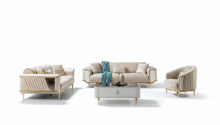 Zestaw Sofa 3+3+1 Siedziba Nowoczesny Zestaw sofowy Salon Luksus Ustawić Nowy