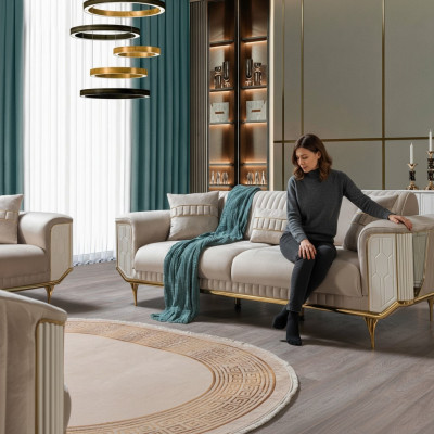 Luksusowe 3 miejsce do siedzenia Sofa Salon Niebieskie Sofy Design Nowoczesne Meble Couch
