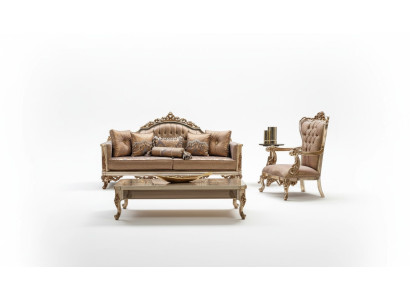 Zestaw Sofa 3+1 miejsce do siedzenia Złoty stolik kawowy Zestaw sofowy Living Room Luxury Nowość