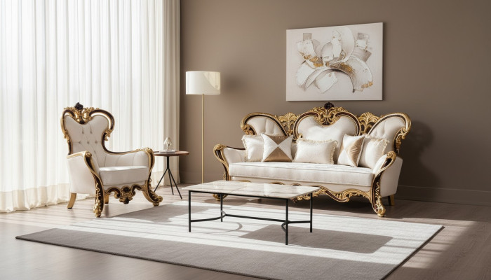 Zestaw Sof Royal 3+1 miejsce do siedzenia Sofa Fotel Classic Design Luksusowy Salon