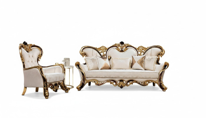 Zestaw Sof Royal 3+1 miejsce do siedzenia Sofa Fotel Classic Design Luksusowy Salon