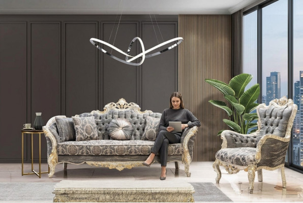Zestaw 3+1 miejsce do siedzenia stolik kawowy Salon Zestaw sofowy Klasyczny design Włókienniczy