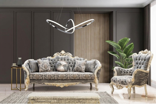 Zestaw 3+1 miejsce do siedzenia stolik kawowy Salon Zestaw sofowy Klasyczny design Włókienniczy