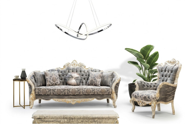 Zestaw 3+1 miejsce do siedzenia stolik kawowy Salon Zestaw sofowy Klasyczny design Włókienniczy