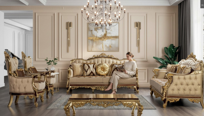 Klasyczny zestaw wypoczynkowy stolik kawowy Fotel Couch 5 szt. Chesterfield Meble
