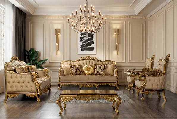 Klasyczny zestaw wypoczynkowy stolik kawowy Fotel Couch 5 szt. Chesterfield Meble