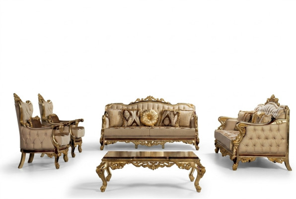 Klasyczny zestaw wypoczynkowy stolik kawowy Fotel Couch 5 szt. Chesterfield Meble