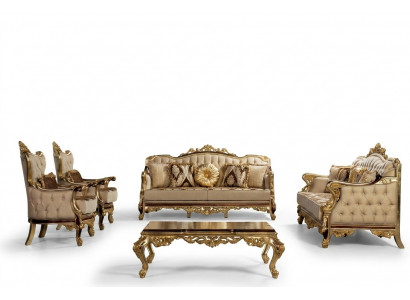 Klasyczny zestaw wypoczynkowy stolik kawowy Fotel Couch 5 szt. Chesterfield Meble