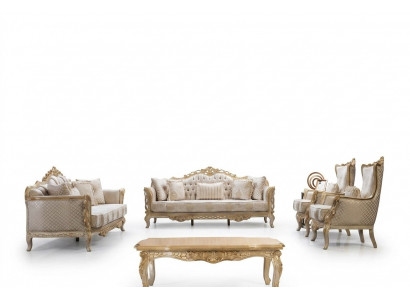 Chesterfield Barokowa kanapa Klasyczne meble do salonu Kompletny zestaw 5 sztuk