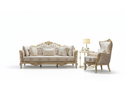 Zestaw sofowy Sofa 3+1 Fotel Salon Luksusowy Zestaw Sof Włókienniczy Nowość