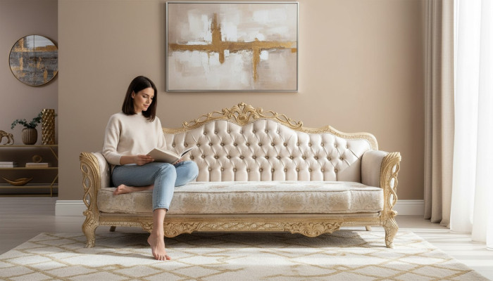 Sofa 3 miejsce do siedzenia salon kanapa klasyczny design luksusowa sofa Włókienniczy Nowość