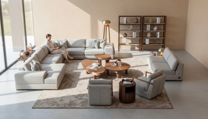 Narożnikowa kanapa U Shape Meble do Salonu Nowoczesna Designerska Sofa Tkaninowa Sofa Włókienniczy