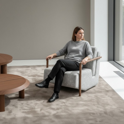 Fotel Szary Meble do Salonu Design Nowoczesny Luksus Jednoosobowy Club Relaks