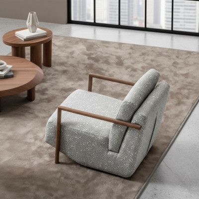 Fotel Szary Meble do Salonu Design Nowoczesny Luksus Jednoosobowy Club Relaks