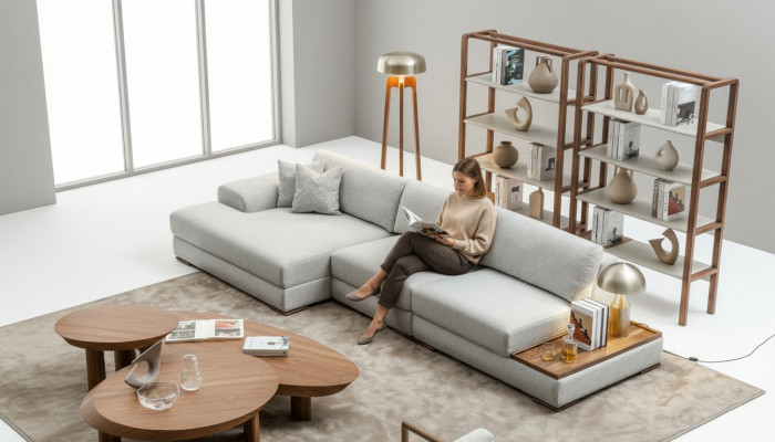 Sofa Couch Podkładka Meble Żywy krajobraz Grey Zestaw narożny Soft Couches