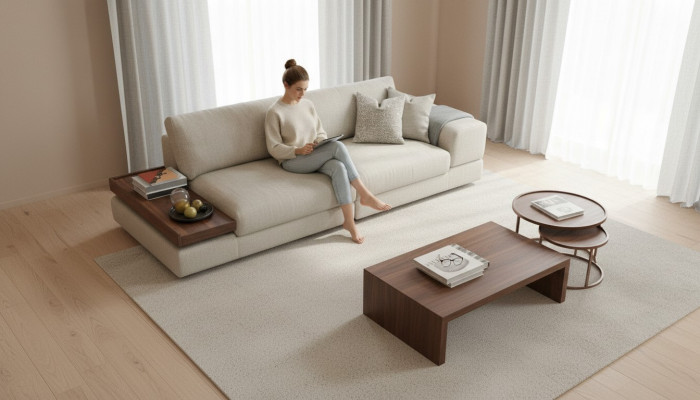 Sofa Kanapa Luksusowy Projekt Salonu 260cm Duże Sofy 3 miejsce siedzące Szare Nowe