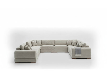 Narożnikowa kanapa Kształt U Szara Sofa Kanapa Luxury Design Meble Żywy krajobraz Materiał