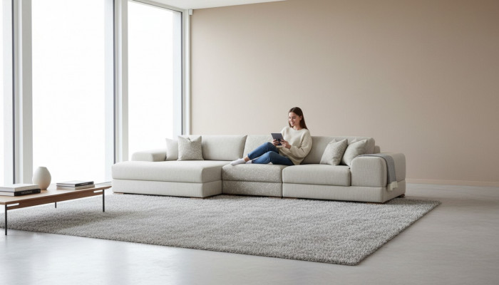Narożnikowa kanapa L Shape Żywy krajobraz Luksusowa szara sofa kanapa Nowoczesne meble