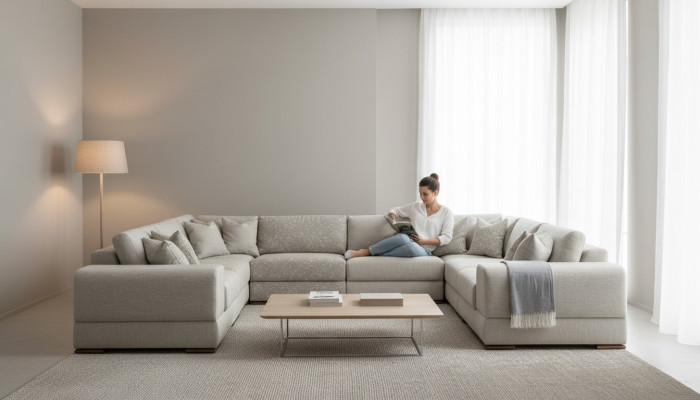 Sofa U Shape Nowoczesny Design Luksusowy Salon Duża Szara Narożnikowa kanapa Nowość